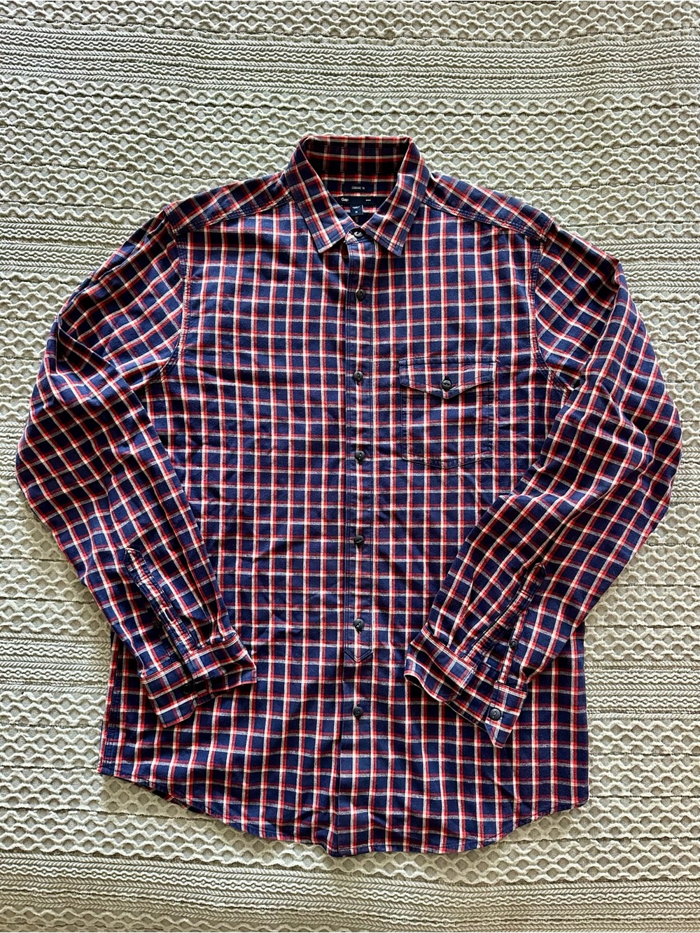 GAP Red and Navy Plaid Button-Down Shirt